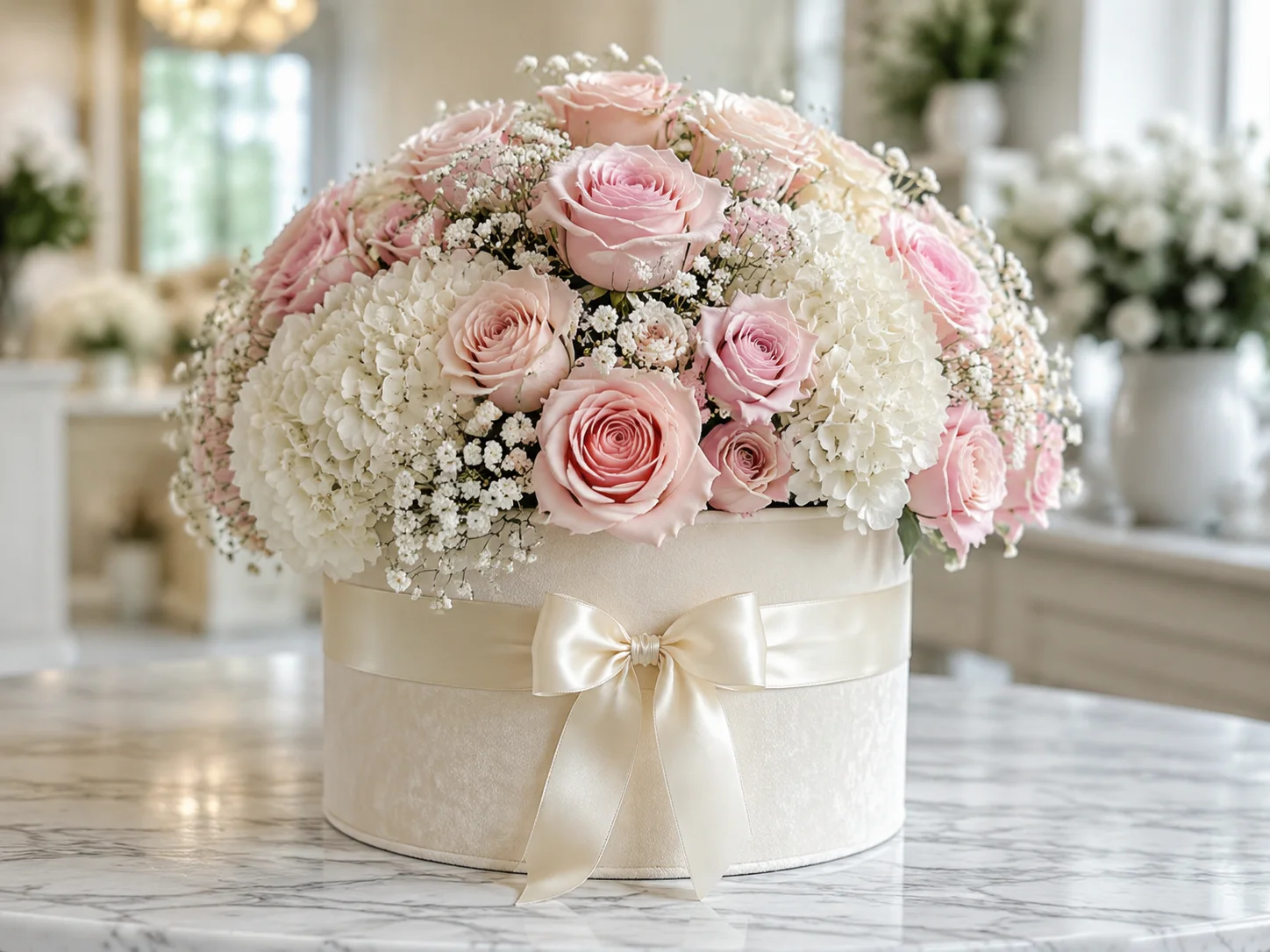 Hat Box Luxo Elegance com rosas premium