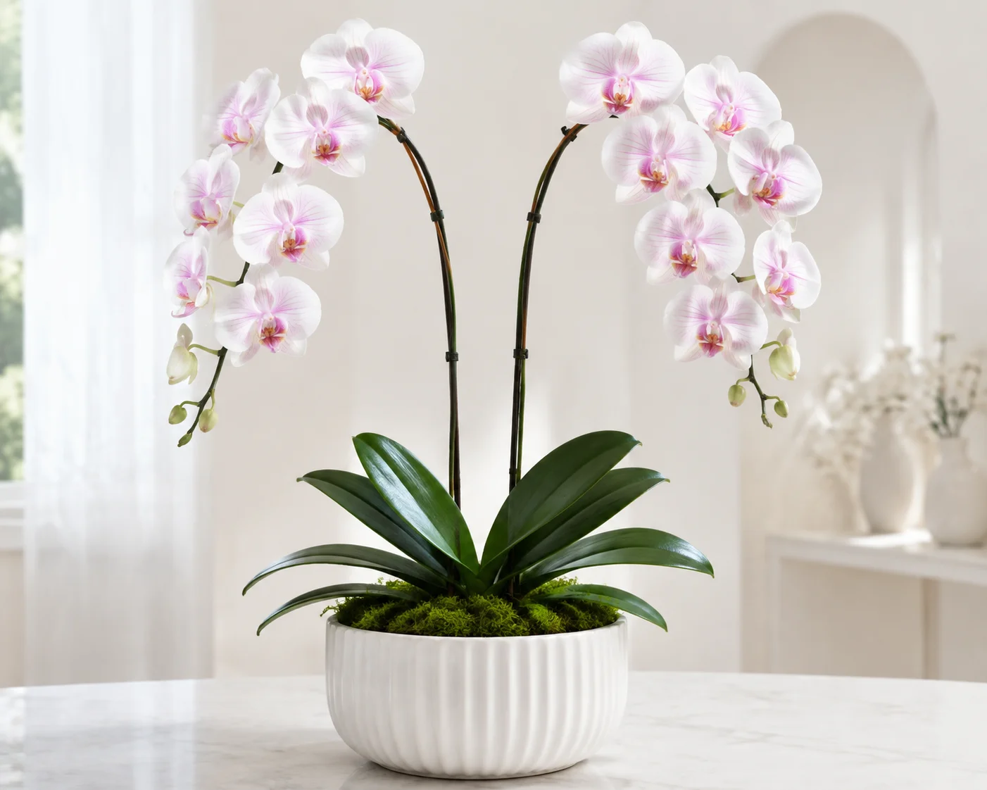 Orquídea Phalaenopsis em vaso de cerâmica